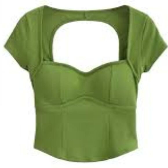 funn j Tops - NWT Funn J Green Open Back cropped bustier-style Size Large